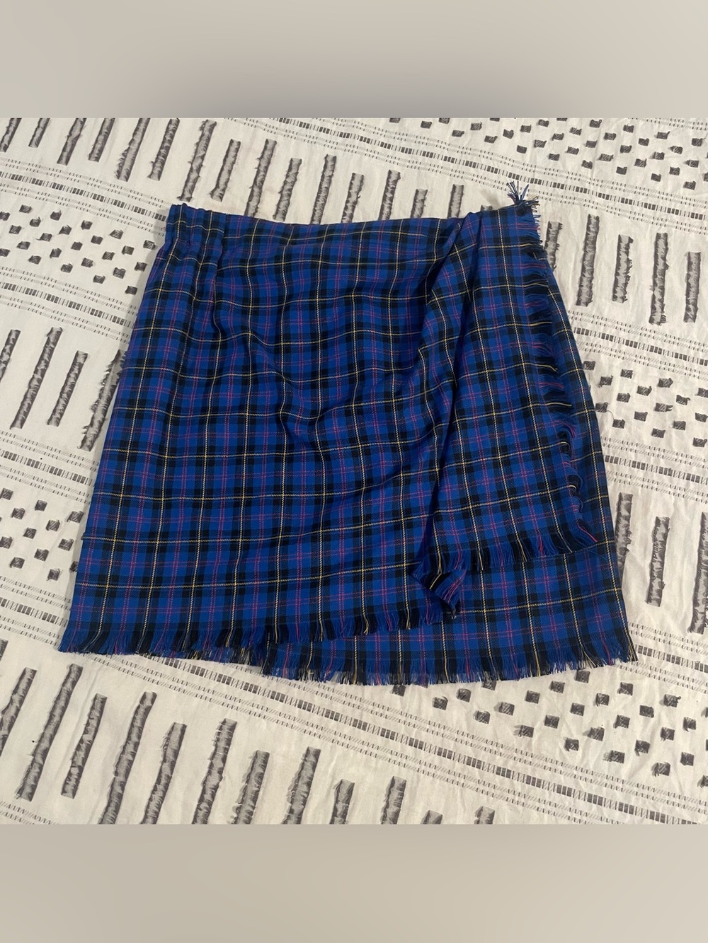 Vintage 90s Rear Ends Inc. Plaid Fringe Wrap Skirt